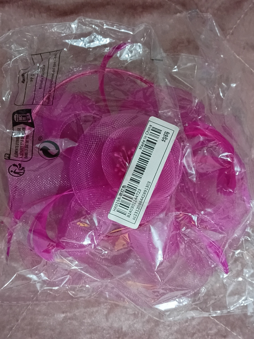 Bright Pink Women's Decorative Hair Fascinator Clip